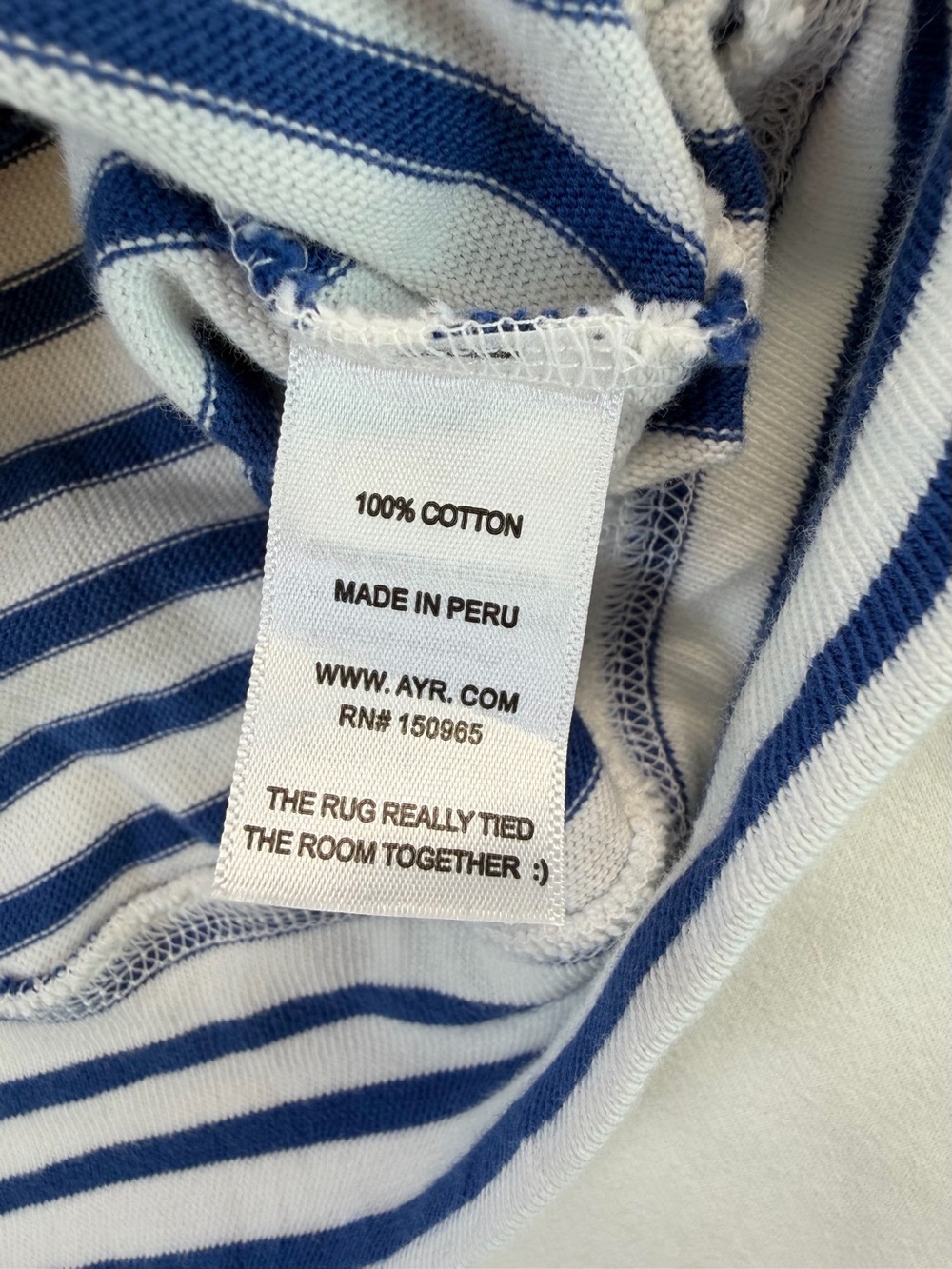 AYR Blue & White Striped Boxy Cotton Tee Raglan Short Sleeve Top - Picture 7 of 8
